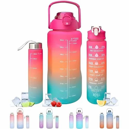 3-ühes motiveeriv veepudelite komplekt – 2L, 0.9L, 0.3L