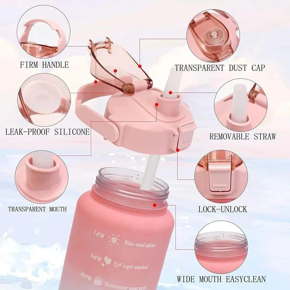 3-ühes motiveeriv veepudelite komplekt – 2L, 0.9L, 0.3L