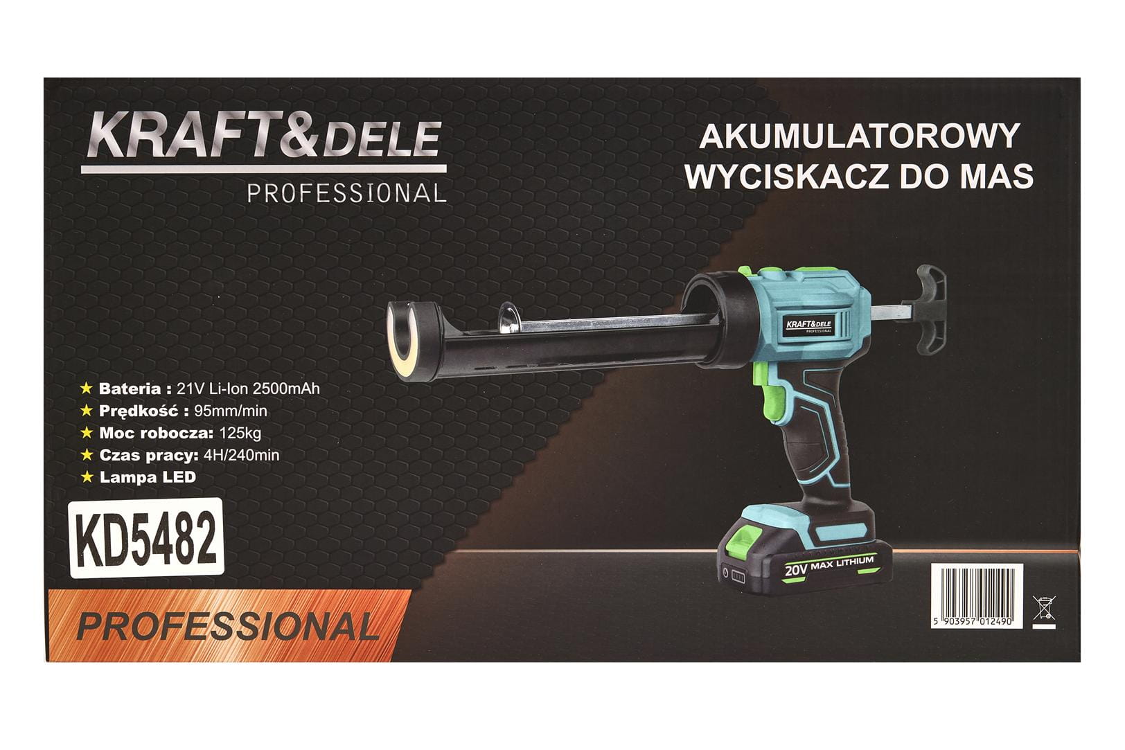 Juhtmevaba hermeetikupüstol 21V 2500mAh KD5482