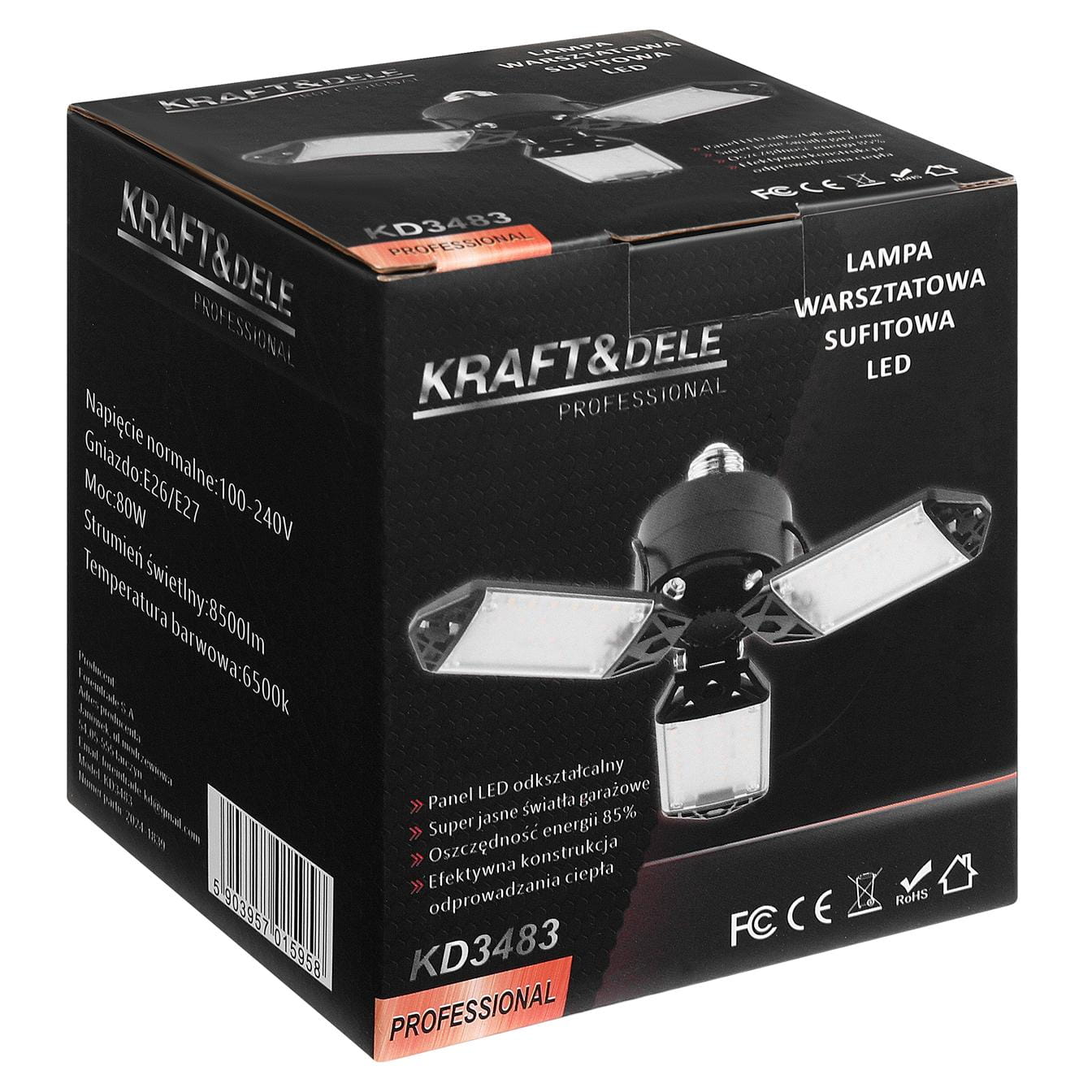 LED FOLDABLE WORKSHOP CEILING LAMP 80W 8500LM KD3483 (D17)