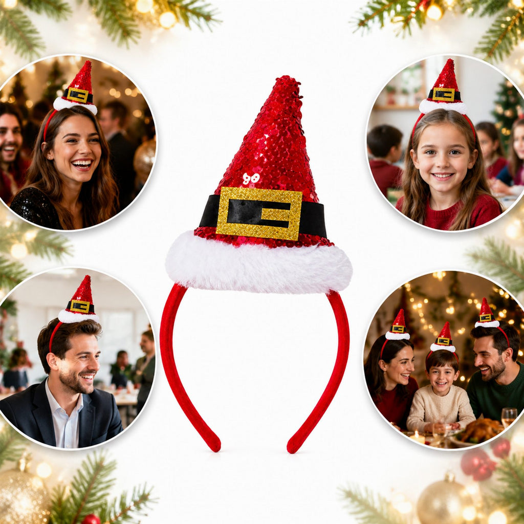 Santa Claus Christmas Headband Red with Sequins