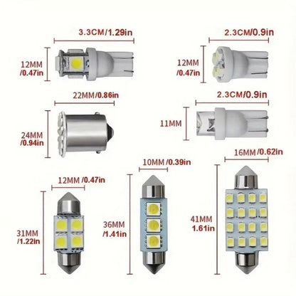 42 tk LED valgusti komplekt - T10 kupli - , lugemis - , lisentsiplaadi - ja ukselambid - Ostuklikk