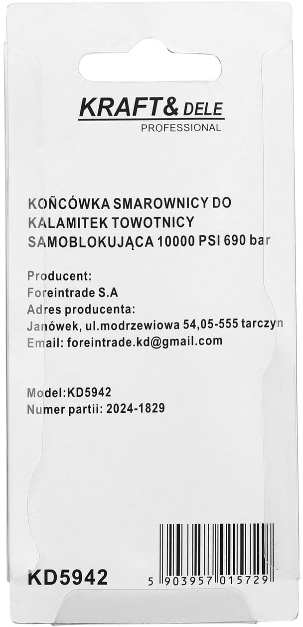 Self-locking nozzle for grease gun 690 bar KD5942