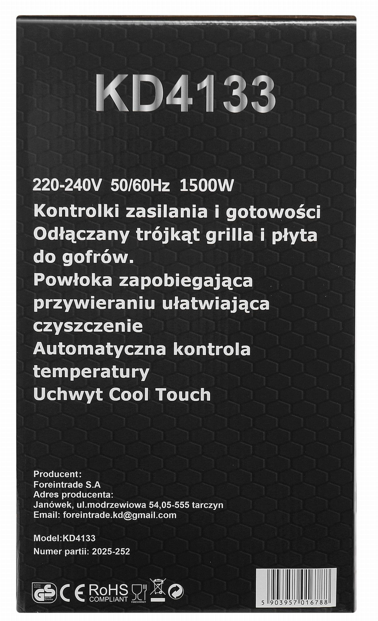 Electric toaster with interchangeable plates 1500W KD4133