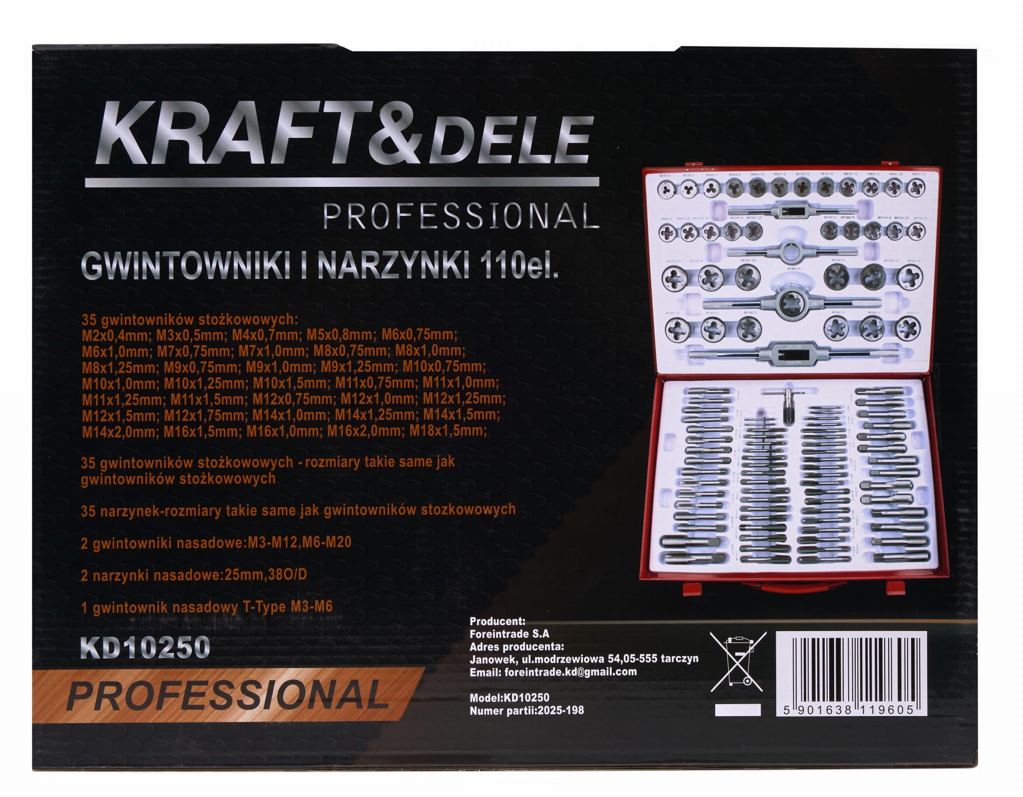 Keermeajamite ja -tappide komplekt 110 tk. KD10250