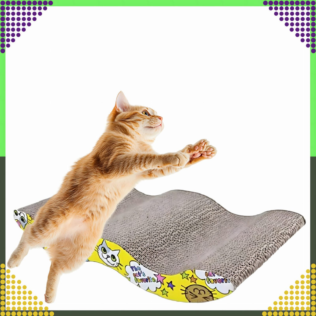 Eco-Friendly Large Cardboard Cat Scratcher with Wave Design and Catnip