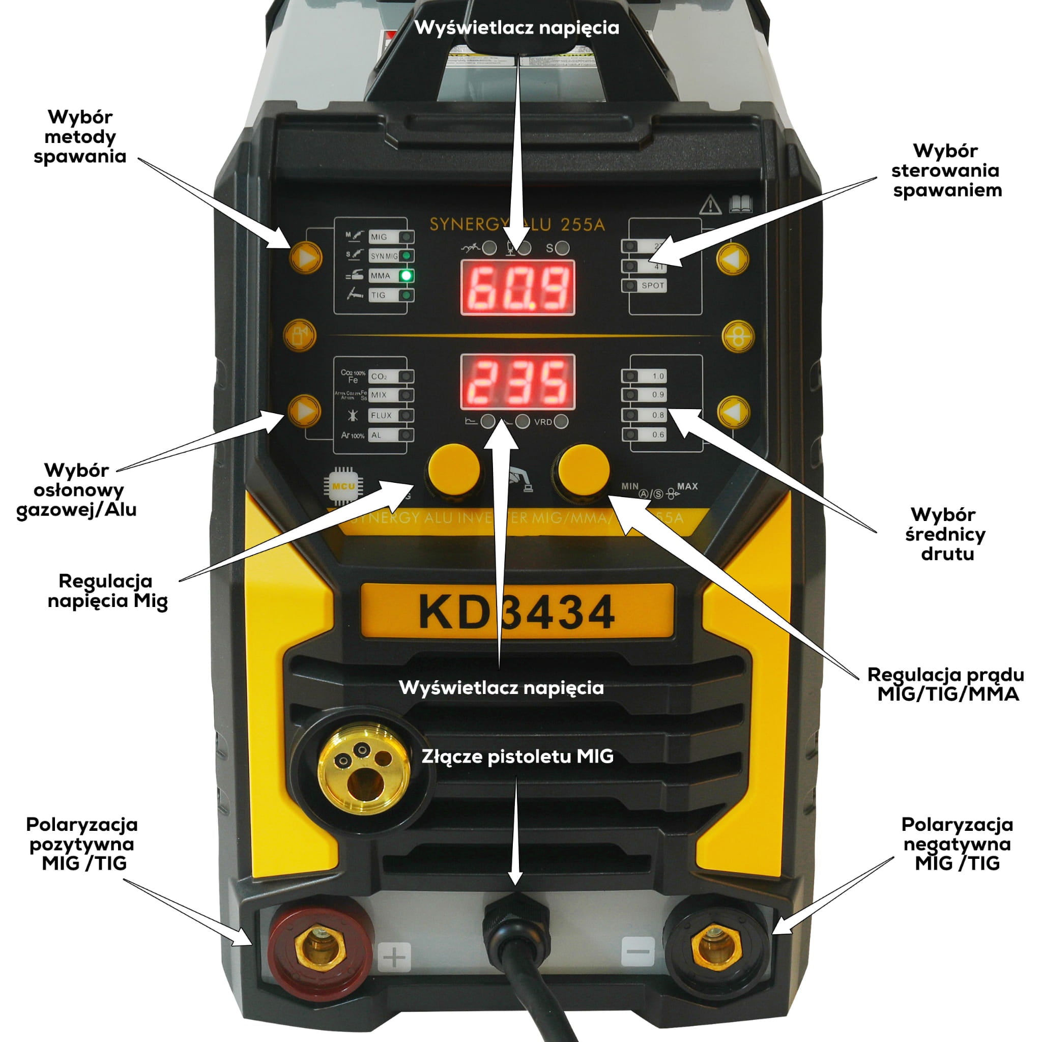 Inverter welder MIG Flux MMA TigLift SYNERGIA KD3434