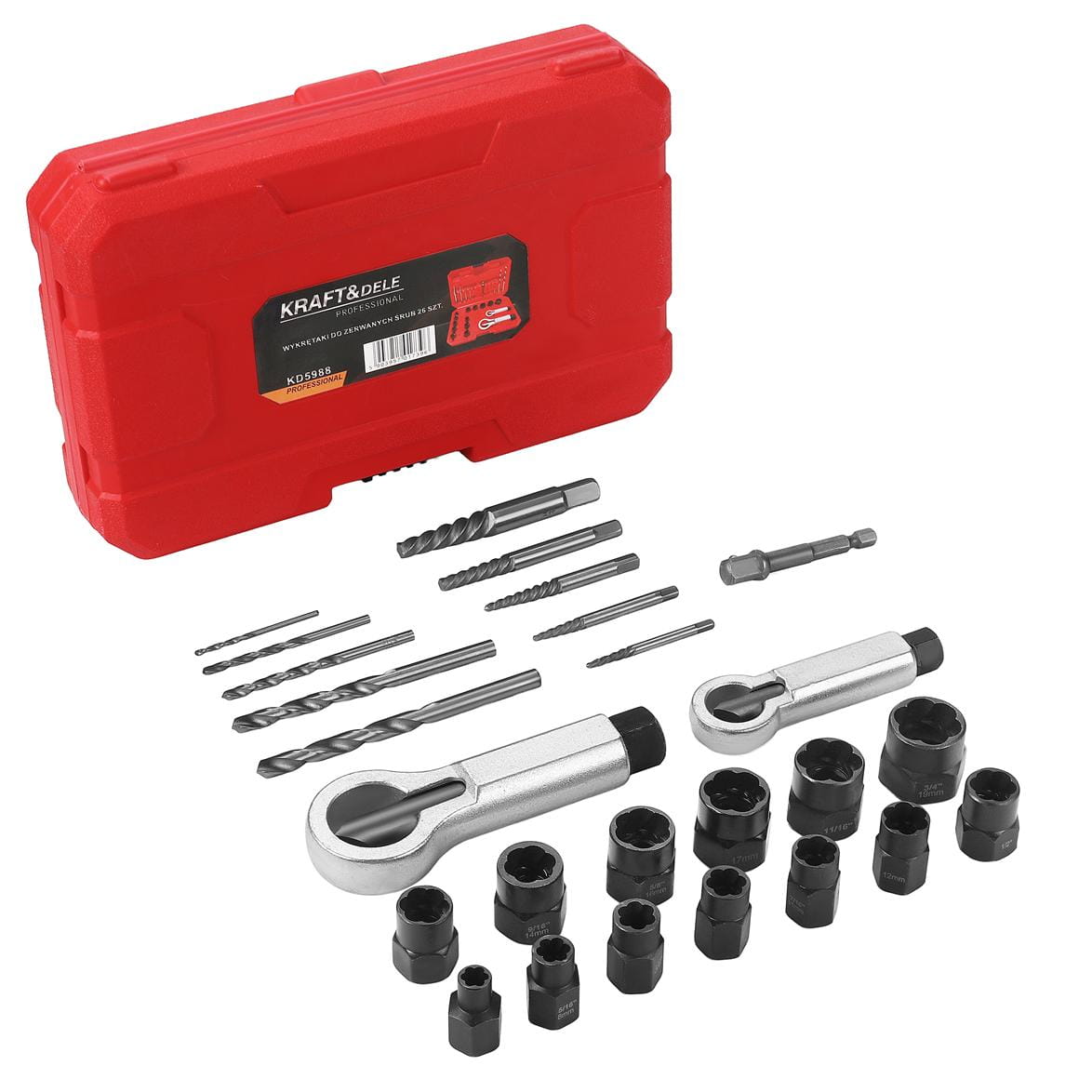 SCREW EXTRACTORS FOR STRIPPED SCREWS 26 PCS KD5988