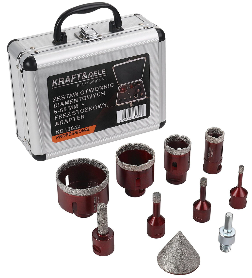 SET. DIAMOND HOLE SAWS + CONICAL MILL KD12642 (C7)