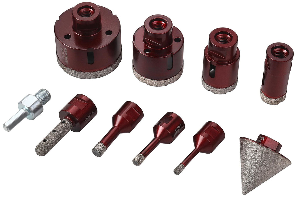 SET. DIAMOND HOLE SAWS + CONICAL MILL KD12642 (C7)