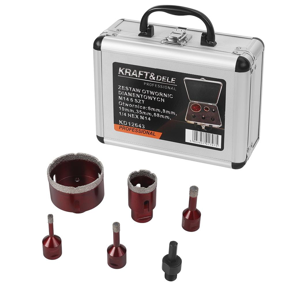 SET. DIAMOND HOLE SAWS 6PCS. 6-68mm M14 KD12643
