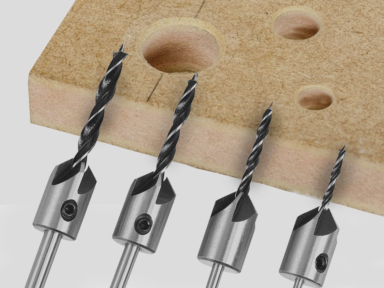 Wood drill bits with adjustable countersink KD10559