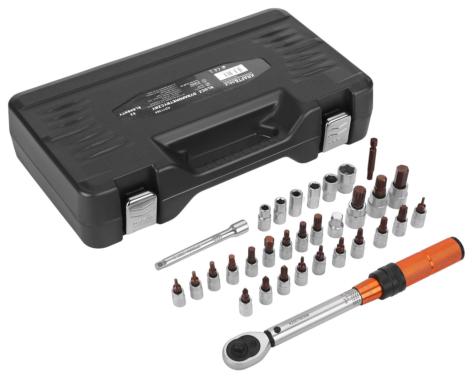 TORQUE WRENCH 1/4" 5–25Nm SET 32pcs KD11394