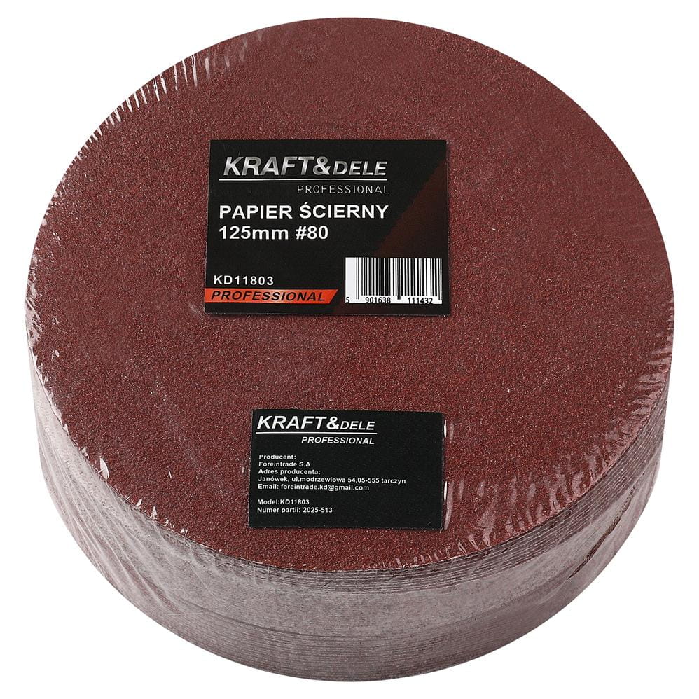 Abrasiiivpaber 50 tk. ketas 125mm P80 takjakinnitusega KD11803