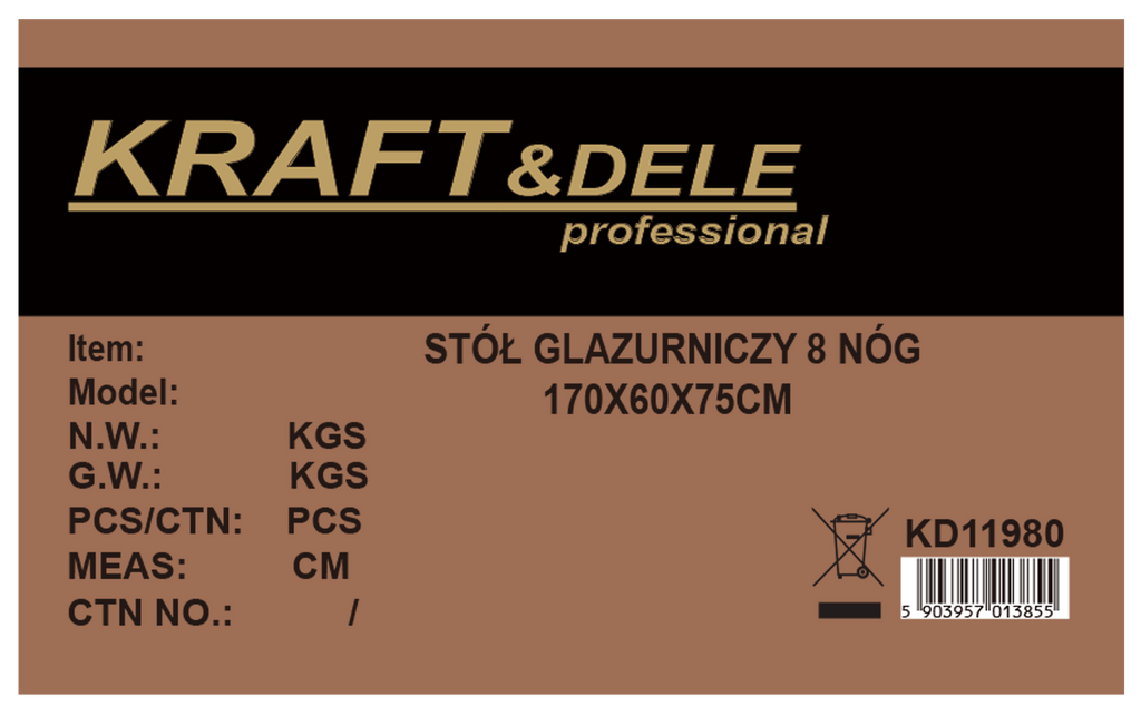 Tiling table 8 legs 170x60x75cm KD11980