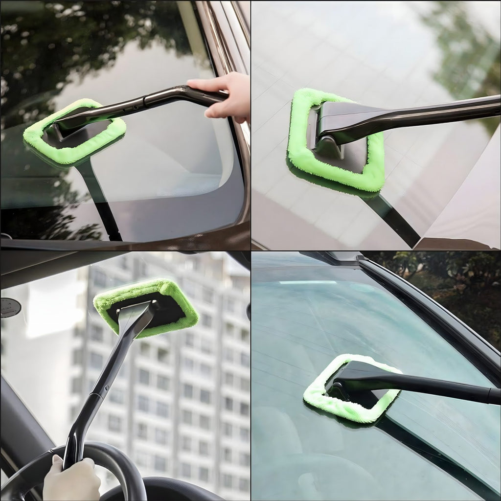 Auto ja koduakna puhastushari mikrokiu ja pika varrega
