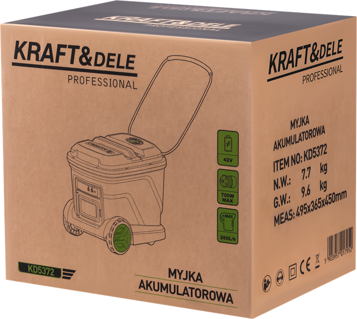 Juhtmevaba pesur 20L paagiga 700W 42V 3000mAh 200bar 260l/h KD5372