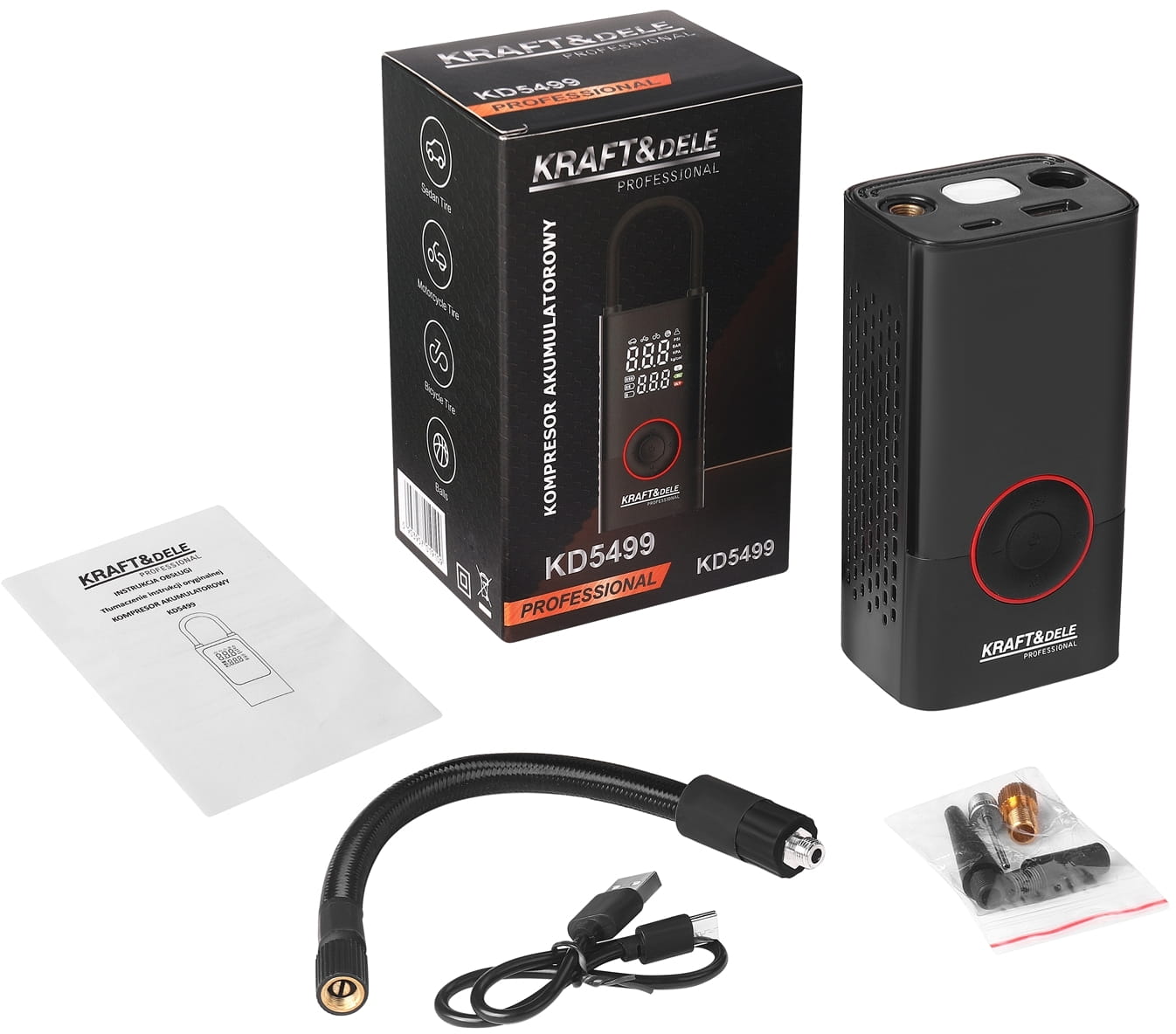 CORDLESS COMPRESSOR + FLASHLIGHT 85W 4000mAh KD5499 (B33)