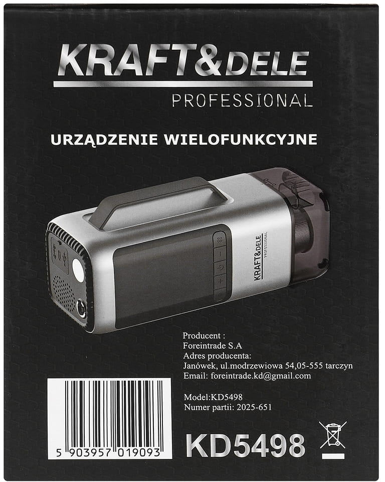 MULTIFUNKTSIONAALNE SEADE TOLMUIMEJA / KÄIVITUSABI / PUMP / PUHUR / TASKULAMP / AKUPANK KD5498