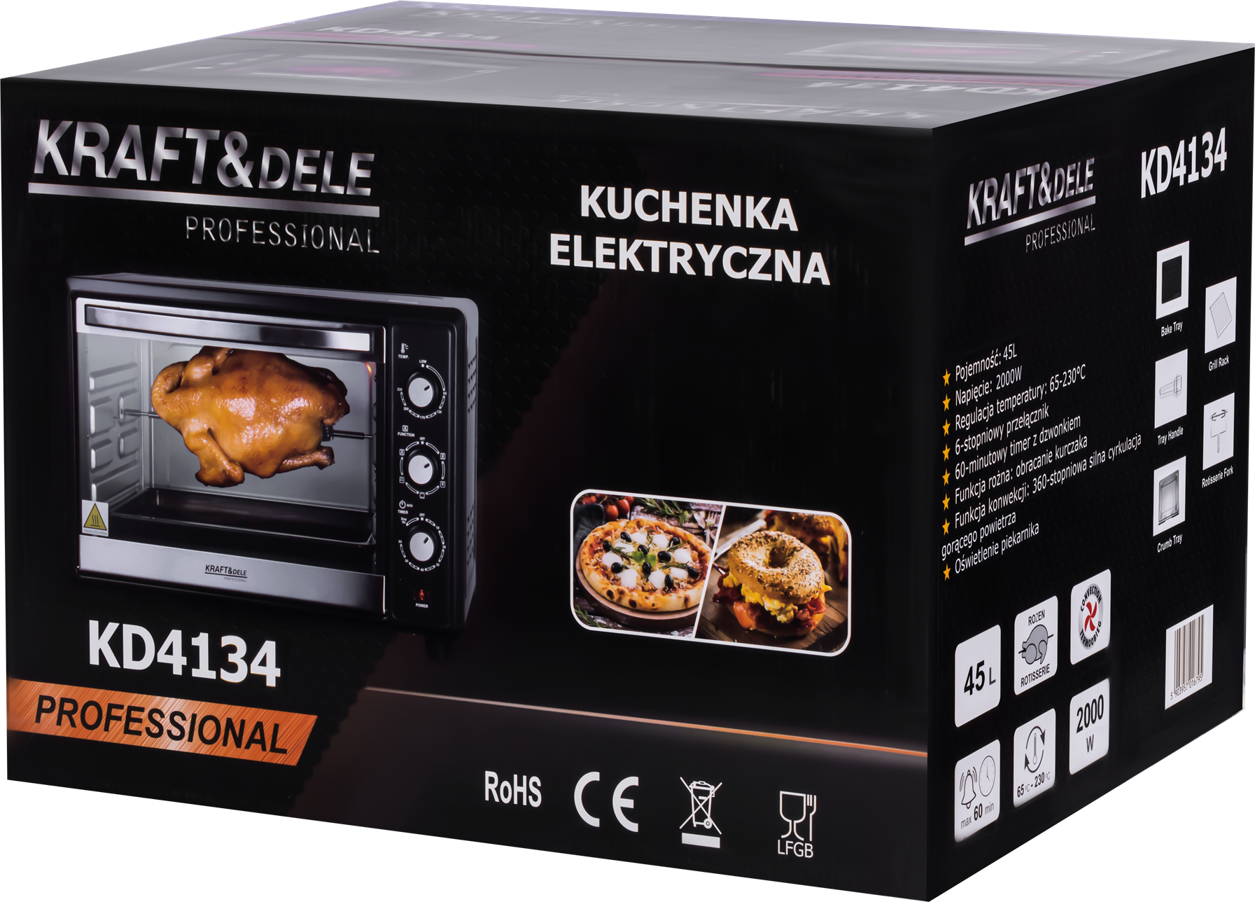 ELEKTRIAHI 45L 2000W GRILLIKÜPSETUSE FUNKTSIOON + TARVIKUD KD4134