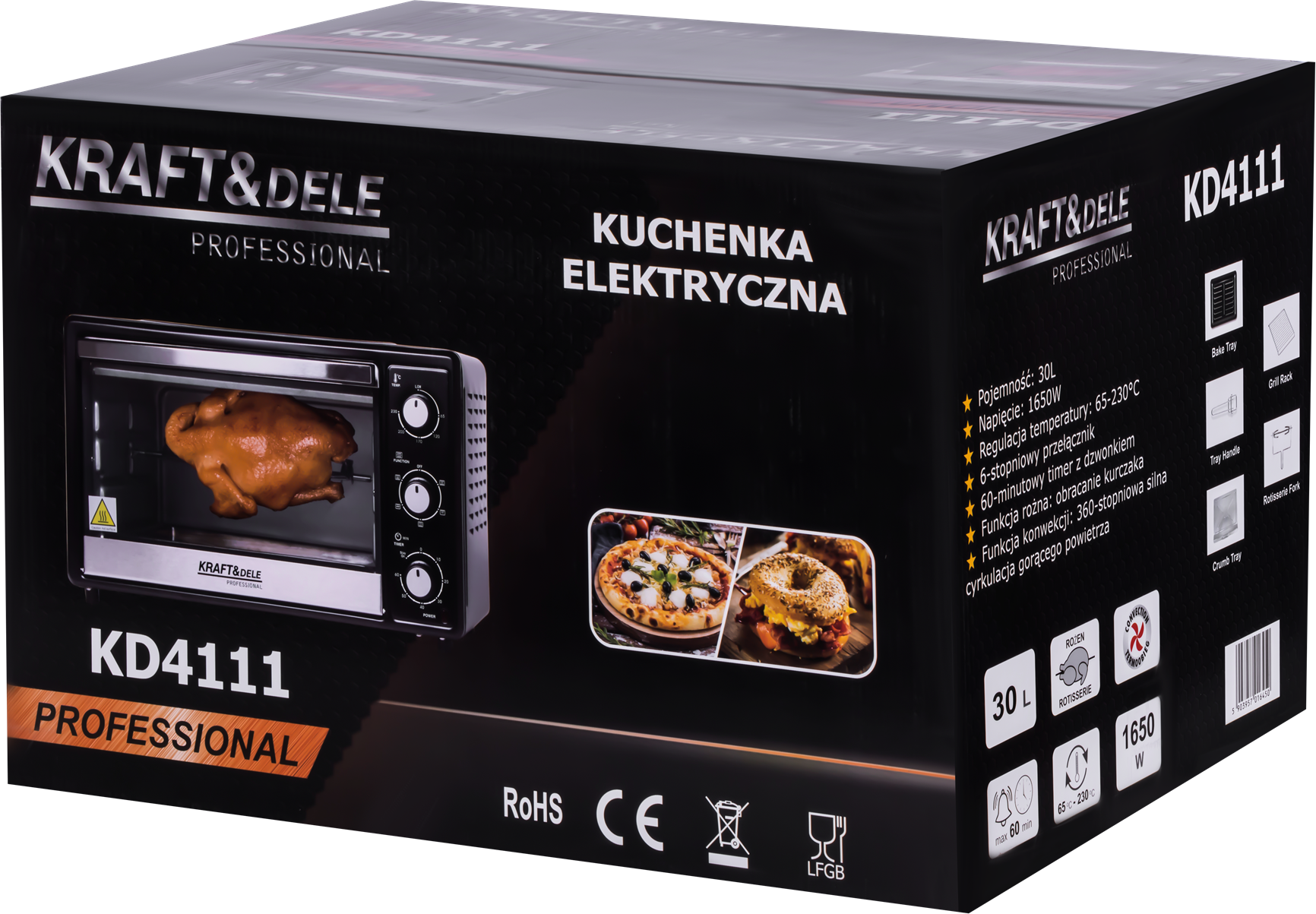 ELEKTRIAHI 30L 1650W GRILLIKEERDUSFUNKTSIOON + TARVIKUD KD4111