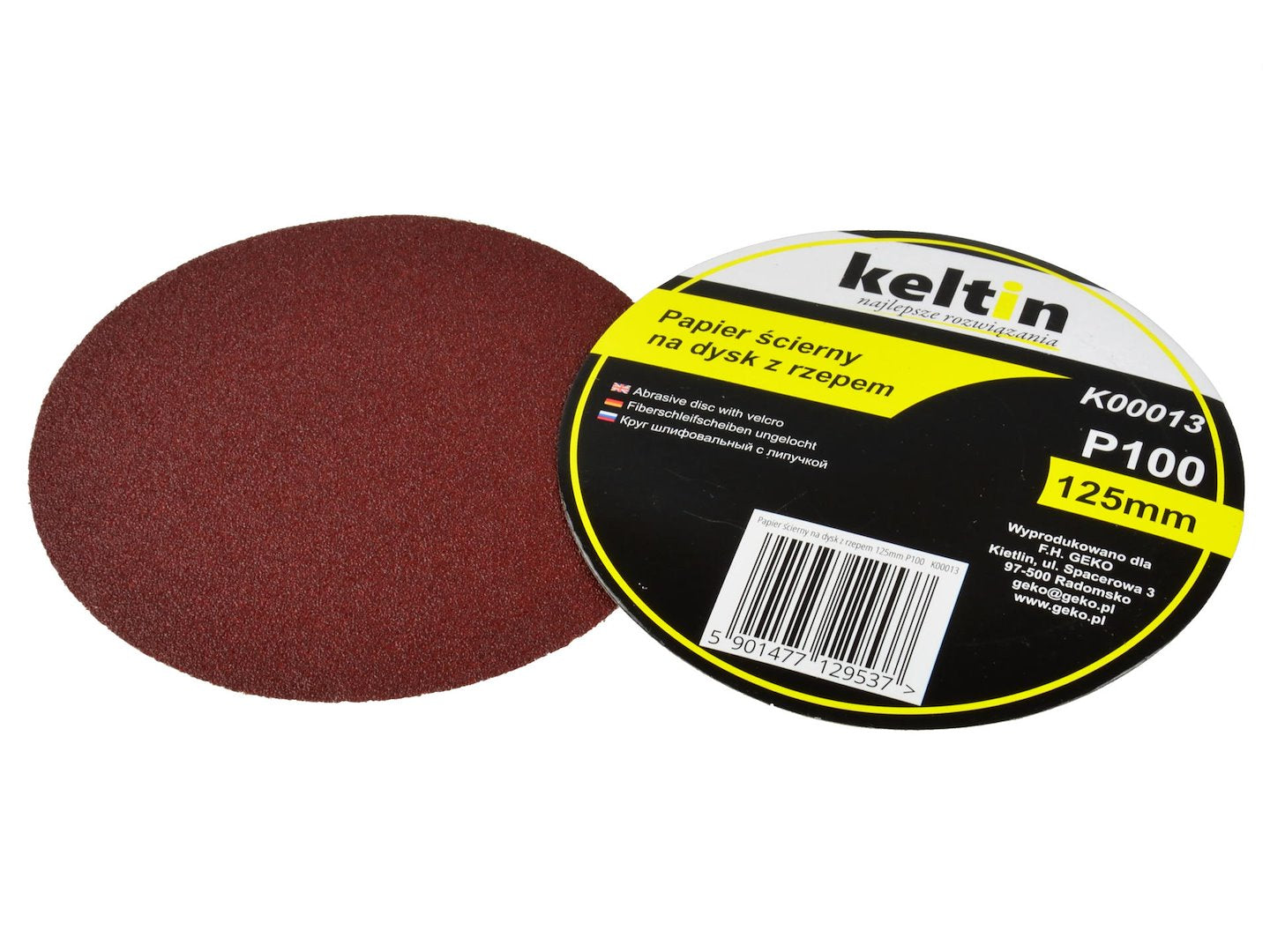 Aluminium oxide Velcro disc, 125 mm, P100