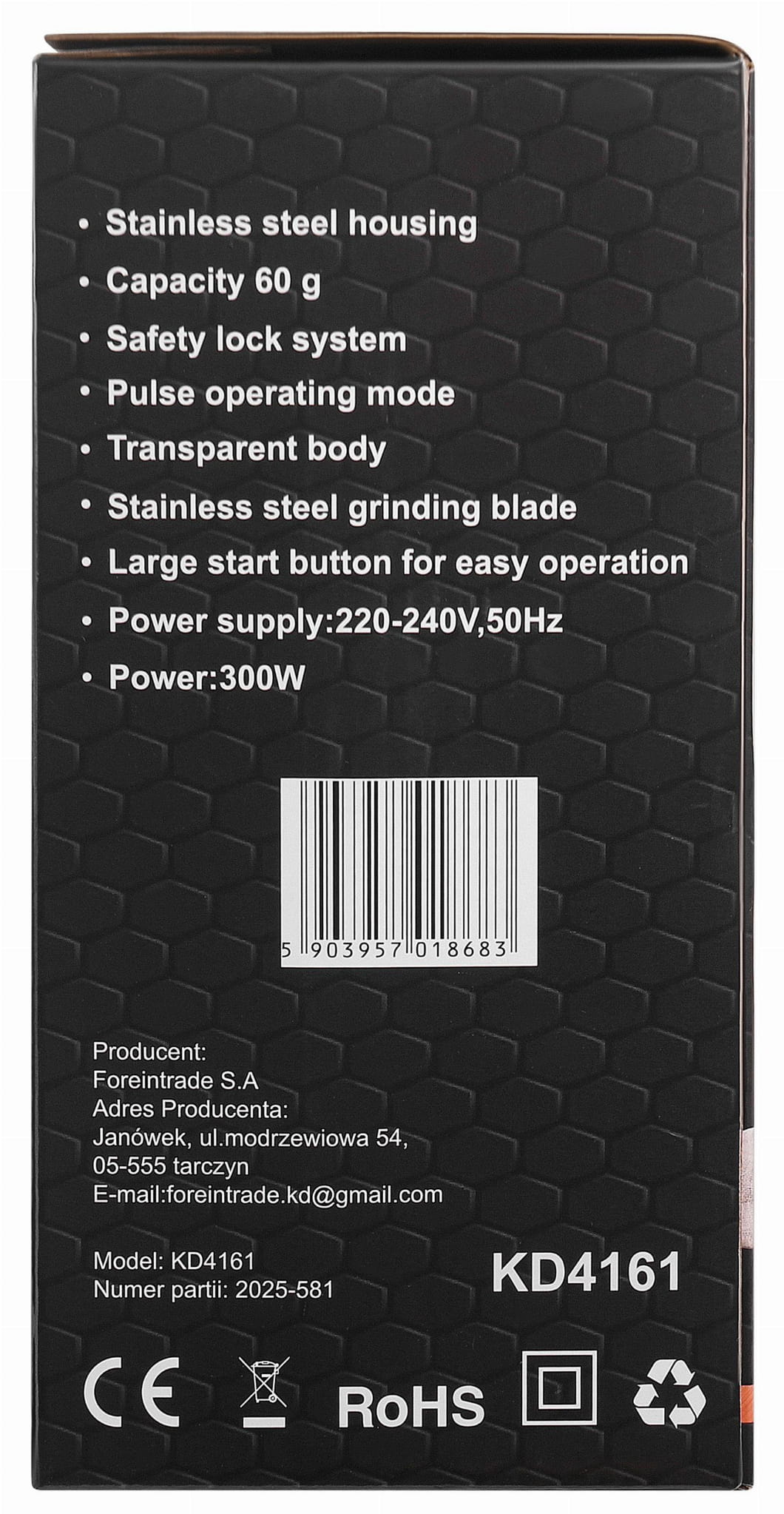 COFFEE GRINDER 60G 300W KD4161