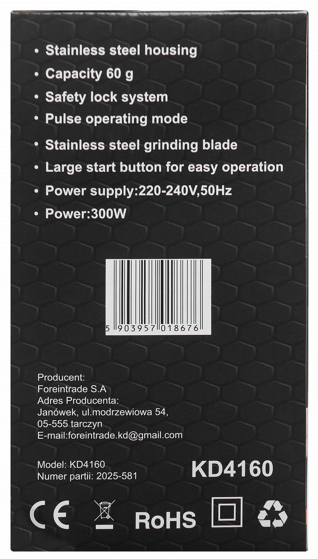 COFFEE GRINDER 60G 300W KD4160