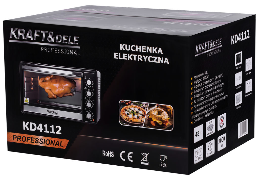 ELEKTRIAHI 48L 2000W GRILLIKEERD FUNKTSIOON + TARVIKUD KD4112