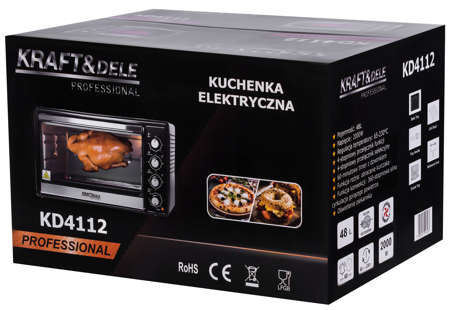 ELEKTRIAHI 48L 2000W GRILLIKEERD FUNKTSIOON + TARVIKUD KD4112