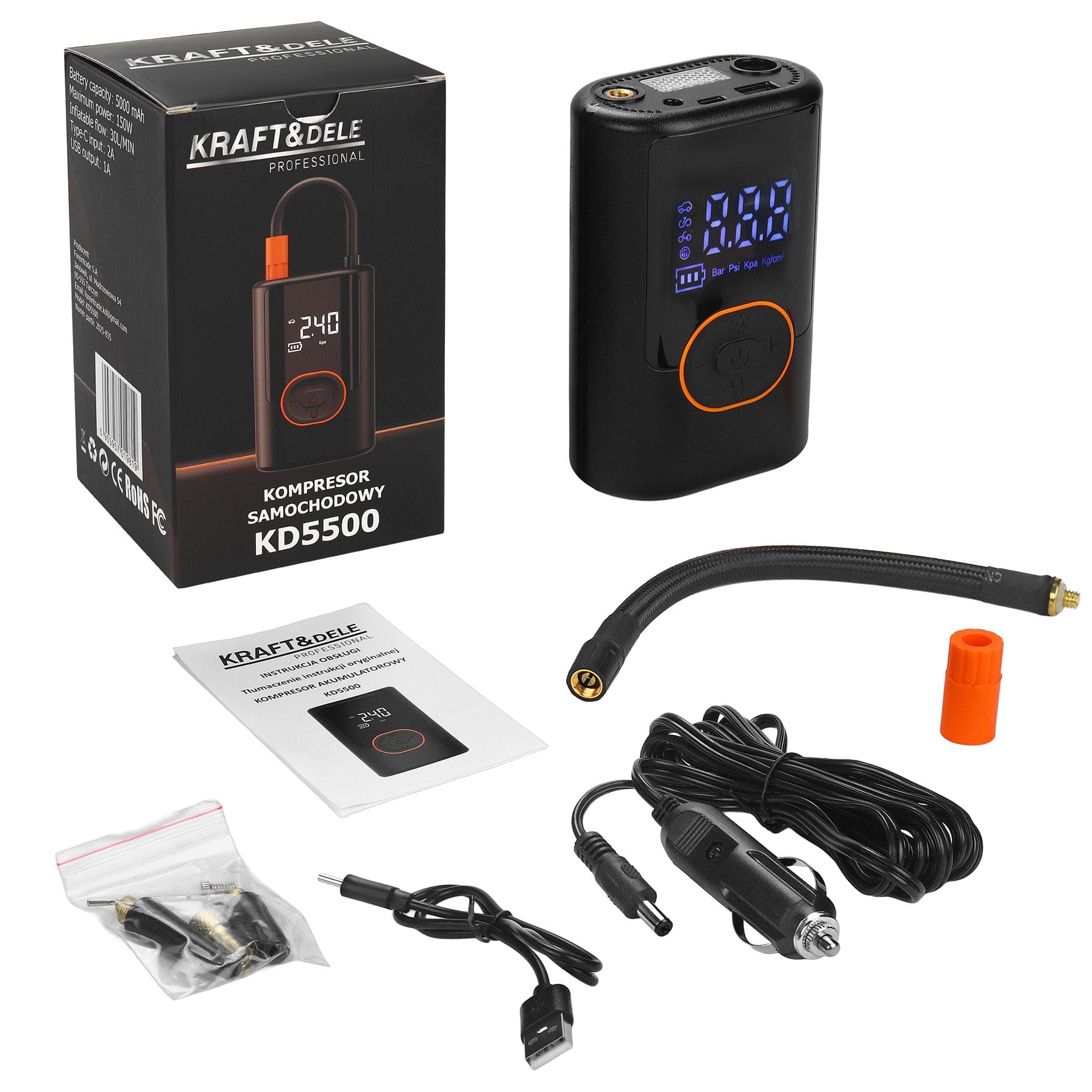CORDLESS COMPRESSOR 5000mAh KD5500