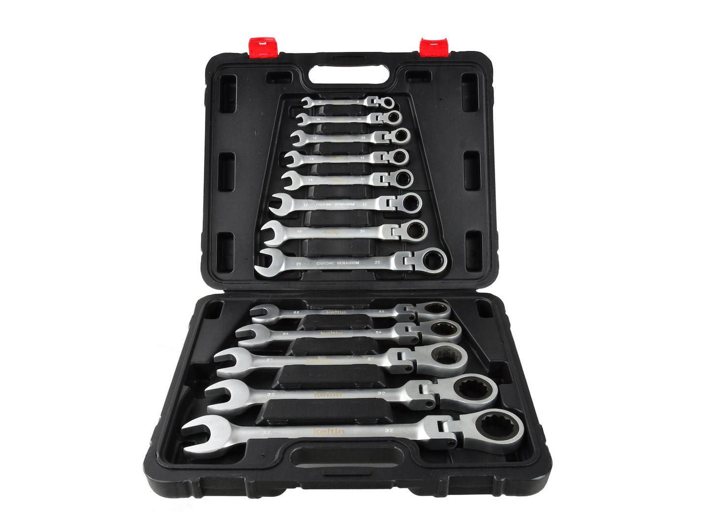Reversible Ratcheting Wrench Set, 8–32 mm, 13 pcs
