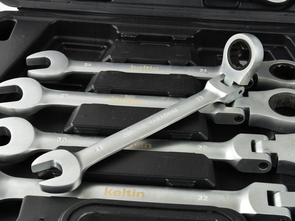 Reversible Ratcheting Wrench Set, 8–32 mm, 13 pcs