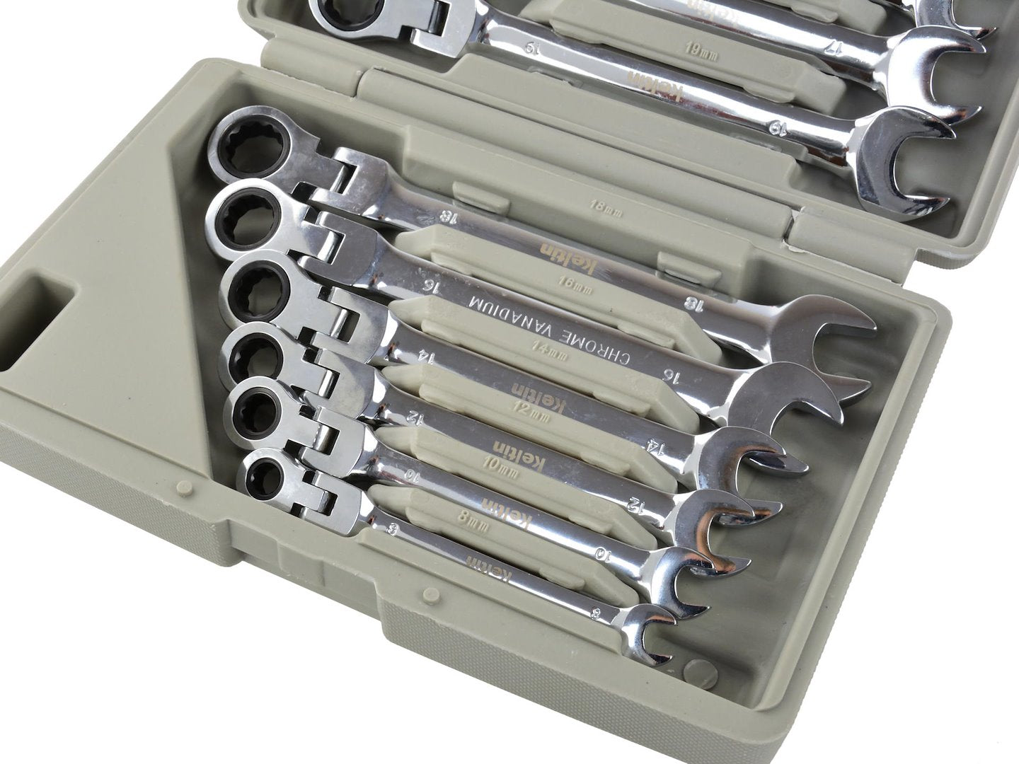 Reversible Ratcheting Wrench Set, 8-19 mm, 12 pcs