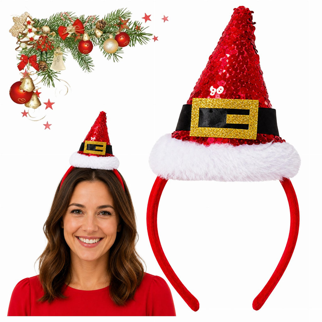 Santa Claus Christmas Headband Red with Sequins