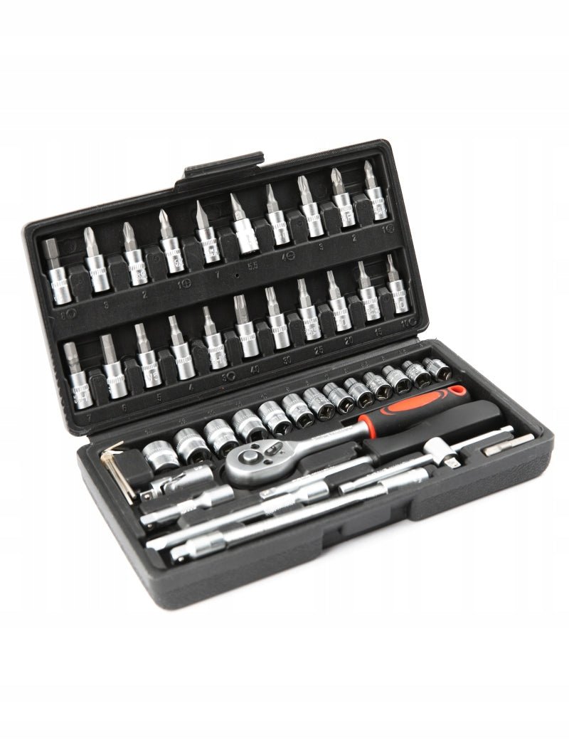 46-osaline 1/4" padruni- ja otsikute komplekt – Torx, PH, HEX, SL – 10101