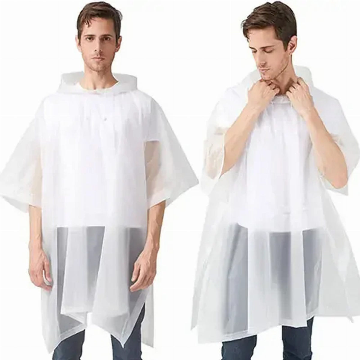 Universal Size Waterproof Rain Poncho with Hood Fish Pattern