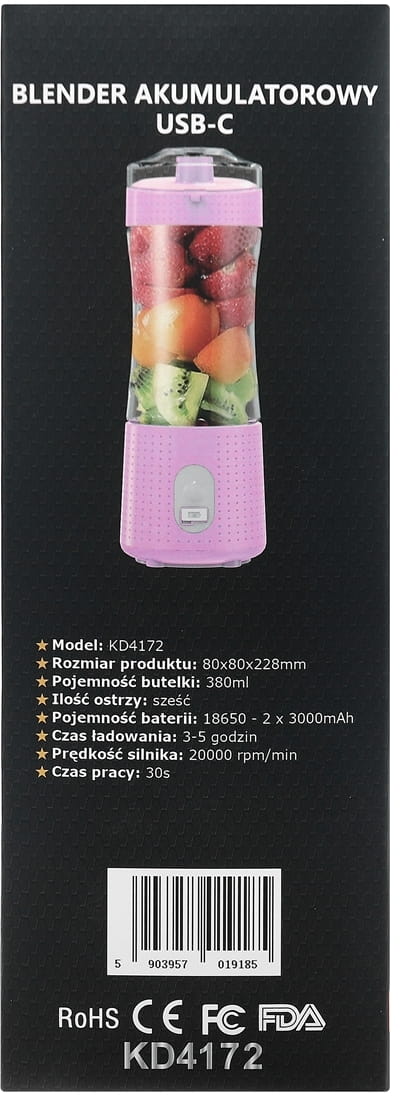 USB-C juhtmevaba blender 380ml / 2x3000mAh KD4172