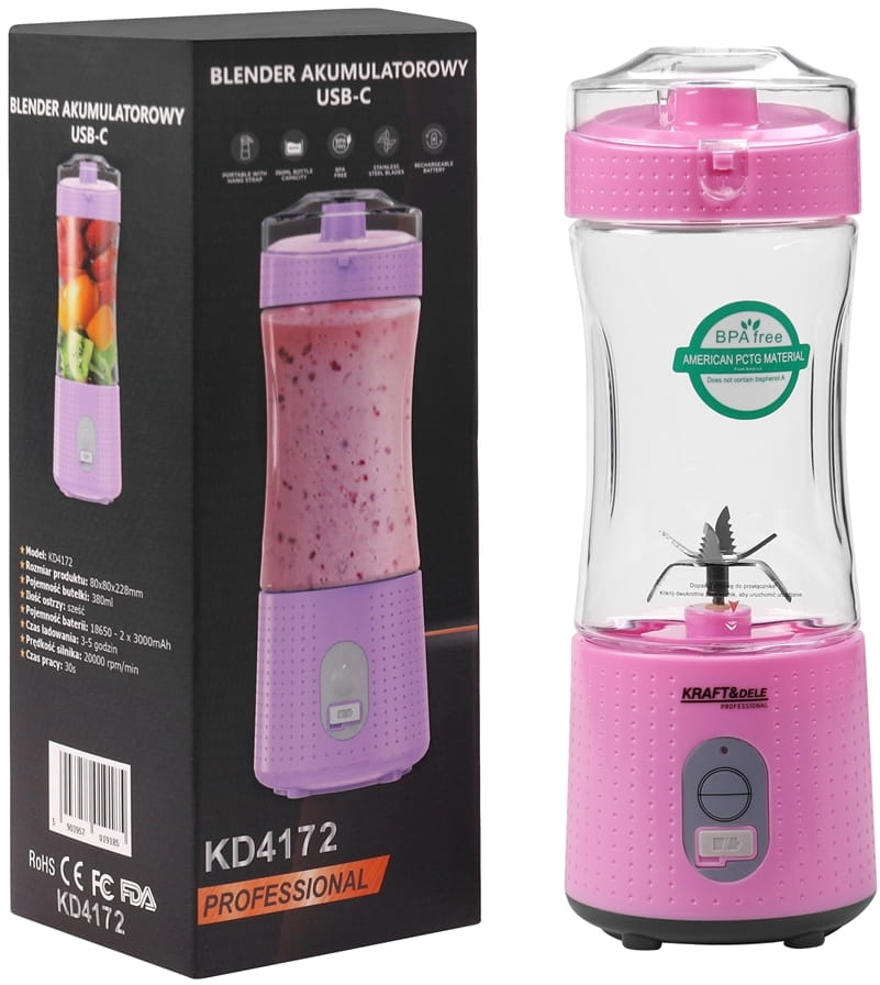 USB-C juhtmevaba blender 380ml / 2x3000mAh KD4172