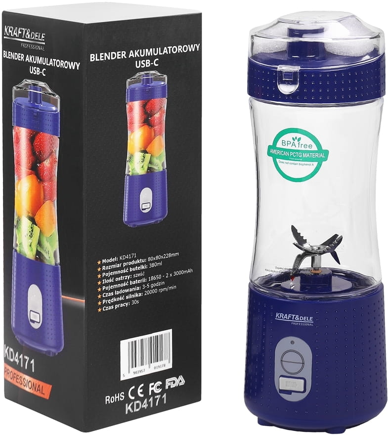 Cordless USB-C Blender 380ml / 2x3000mAh KD4171