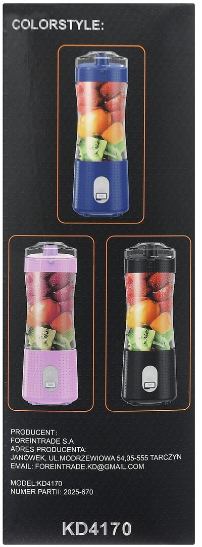 USB-C Cordless Blender 380ml / 2x3000mAh KD4170
