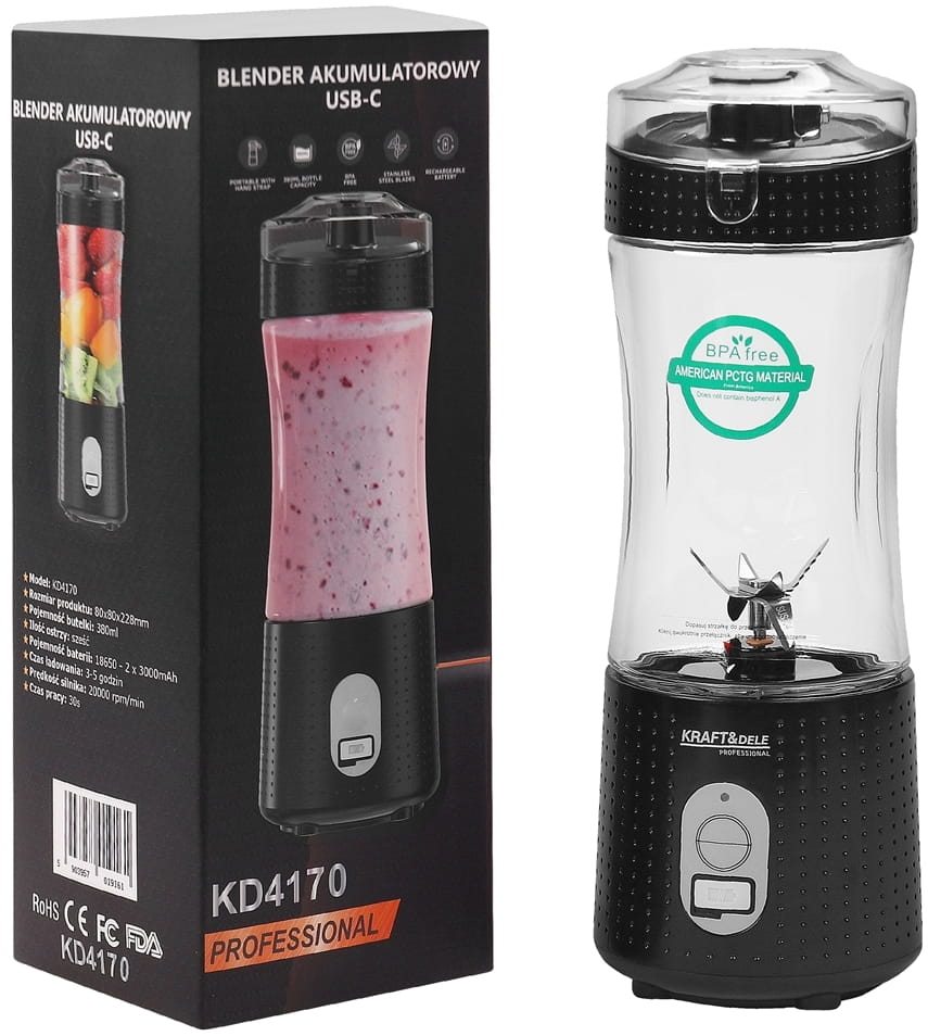 USB-C Cordless Blender 380ml / 2x3000mAh KD4170