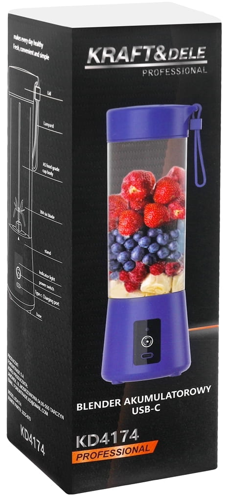 USB-C Cordless Blender 400ml / 2x3000mAh KD4174
