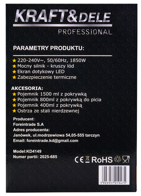 Blender purkidega 1500ml + 800ml + 400ml 1850W KD4149