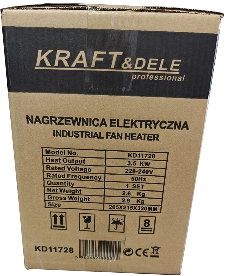 Electric fan heater 3.5kW 230V KD11728
