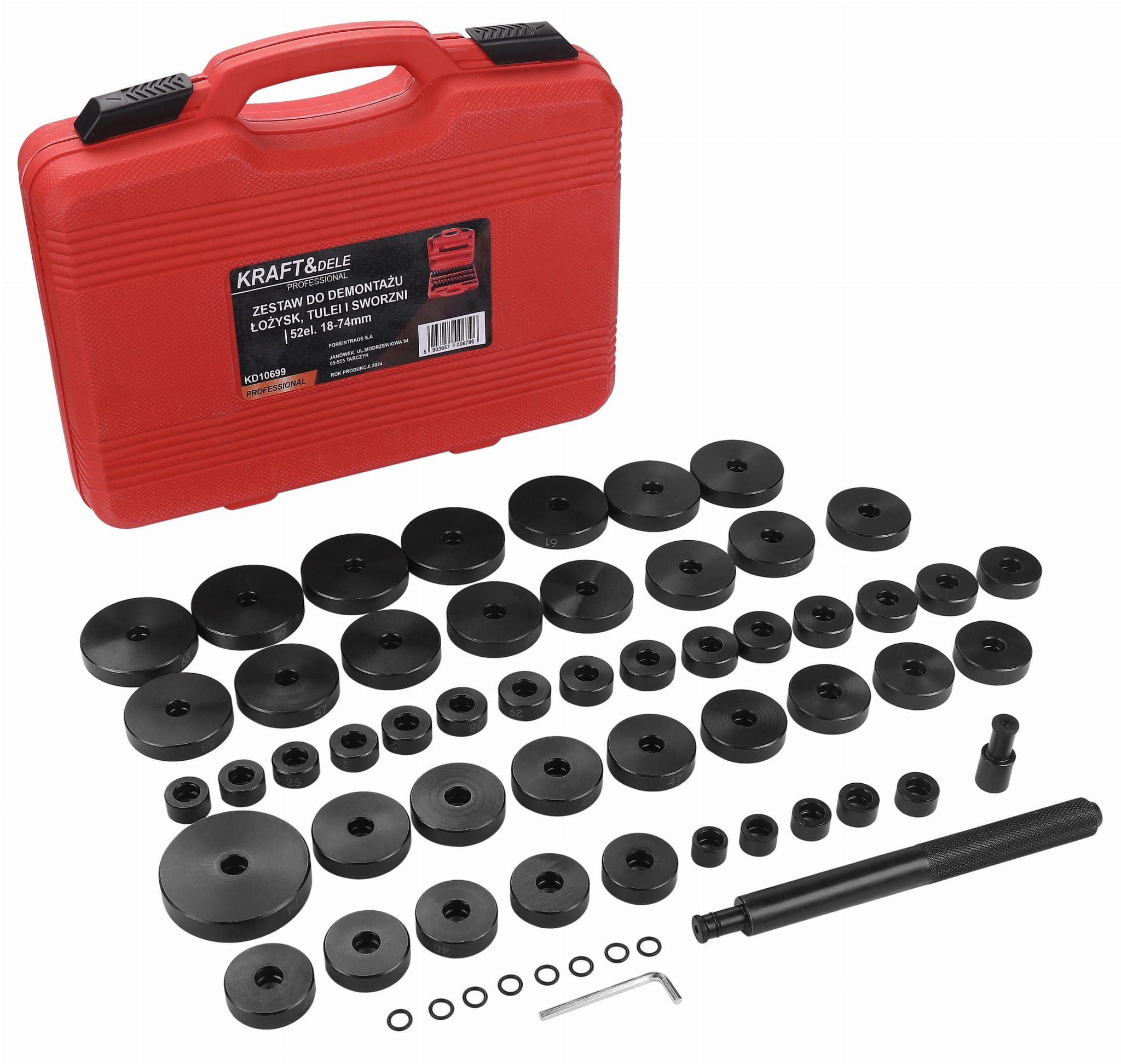 Laagrite, puks- ja tihvti eemaldamise komplekt 52 tk. KD10699