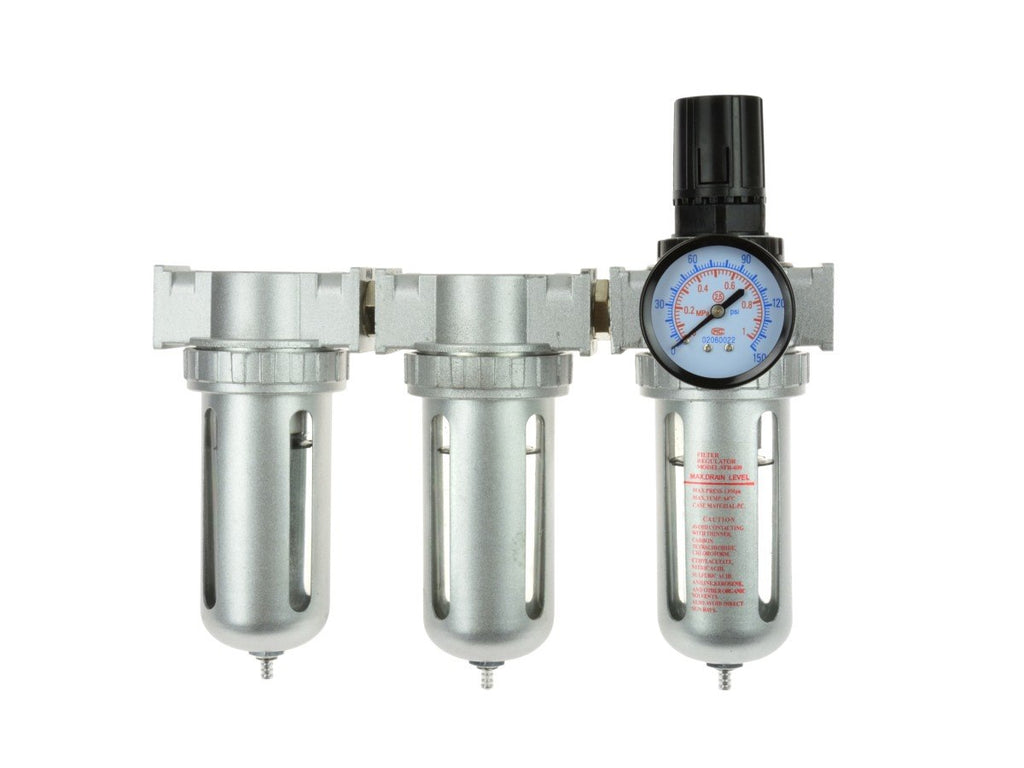 3-Stage Air Filter/Regulator/Dryer, 1/2" NPT, with Gauge