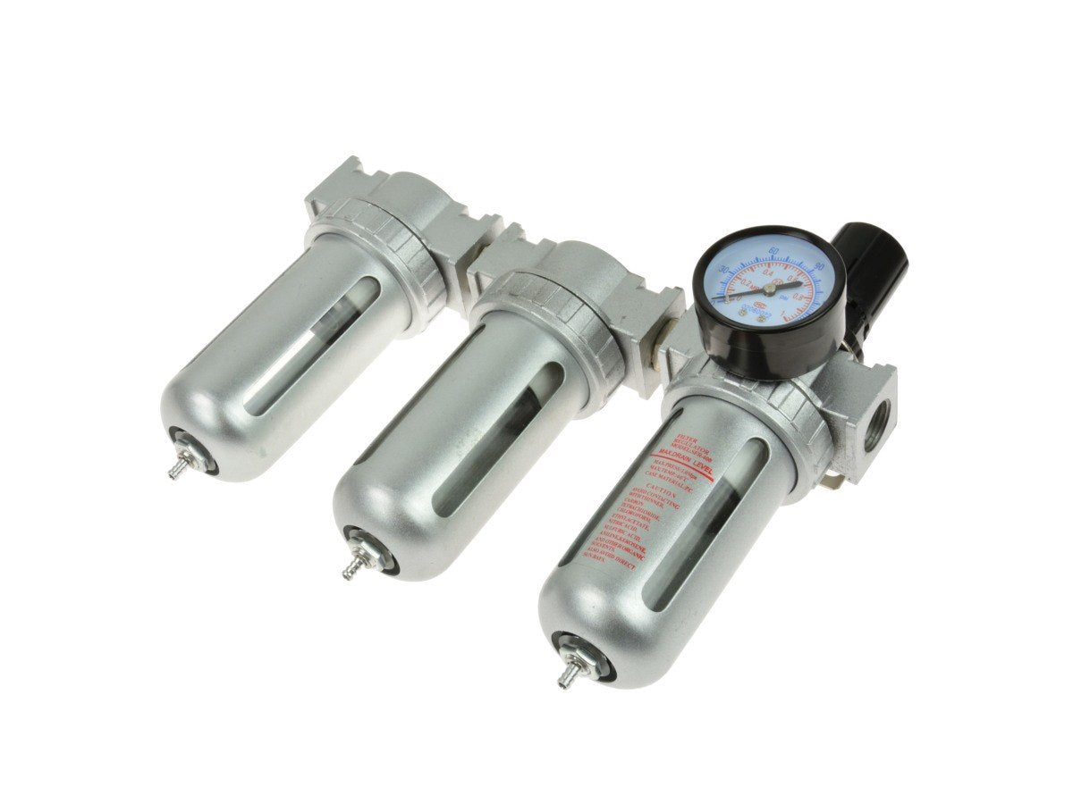3-Stage Air Filter/Regulator/Dryer, 1/2" NPT, with Gauge