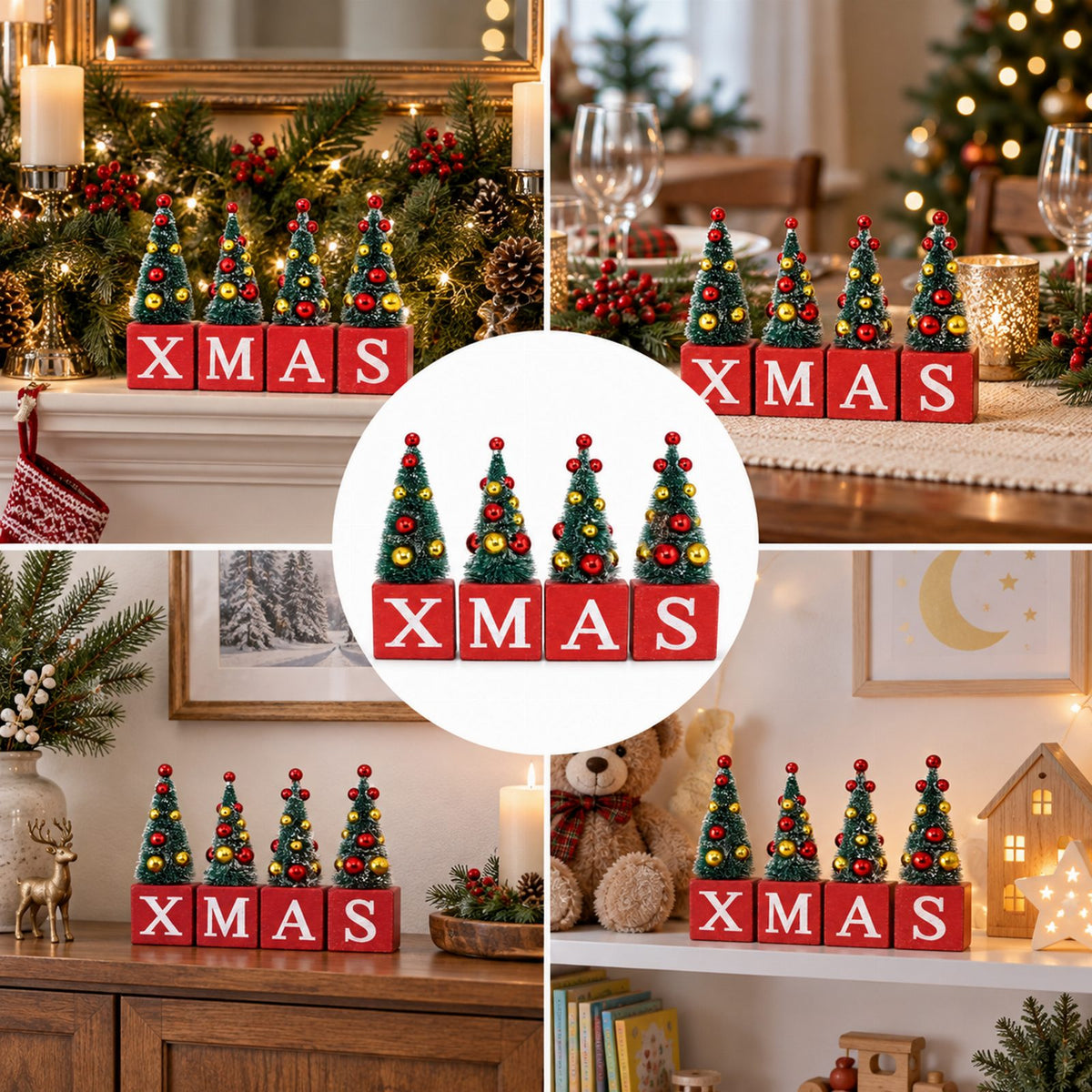Kuusekujuliste kuubikutega jõululauakaunistus XMAS ornament RC-K-2789