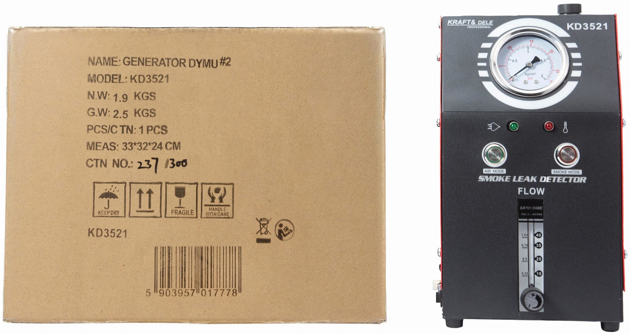 Suitsugeneraator lekete testimiseks süsteemidele 12V 9l/min 30ml KD3521